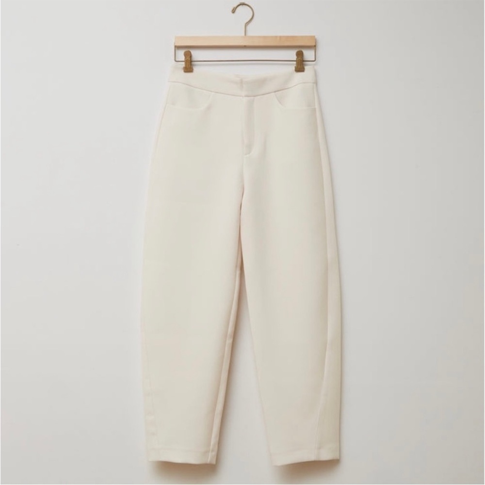 TOTEME Beige Textured Cotton Boucle Twill Ankle Crop Straight Tapered Trouser XS - Picture 12 of 13